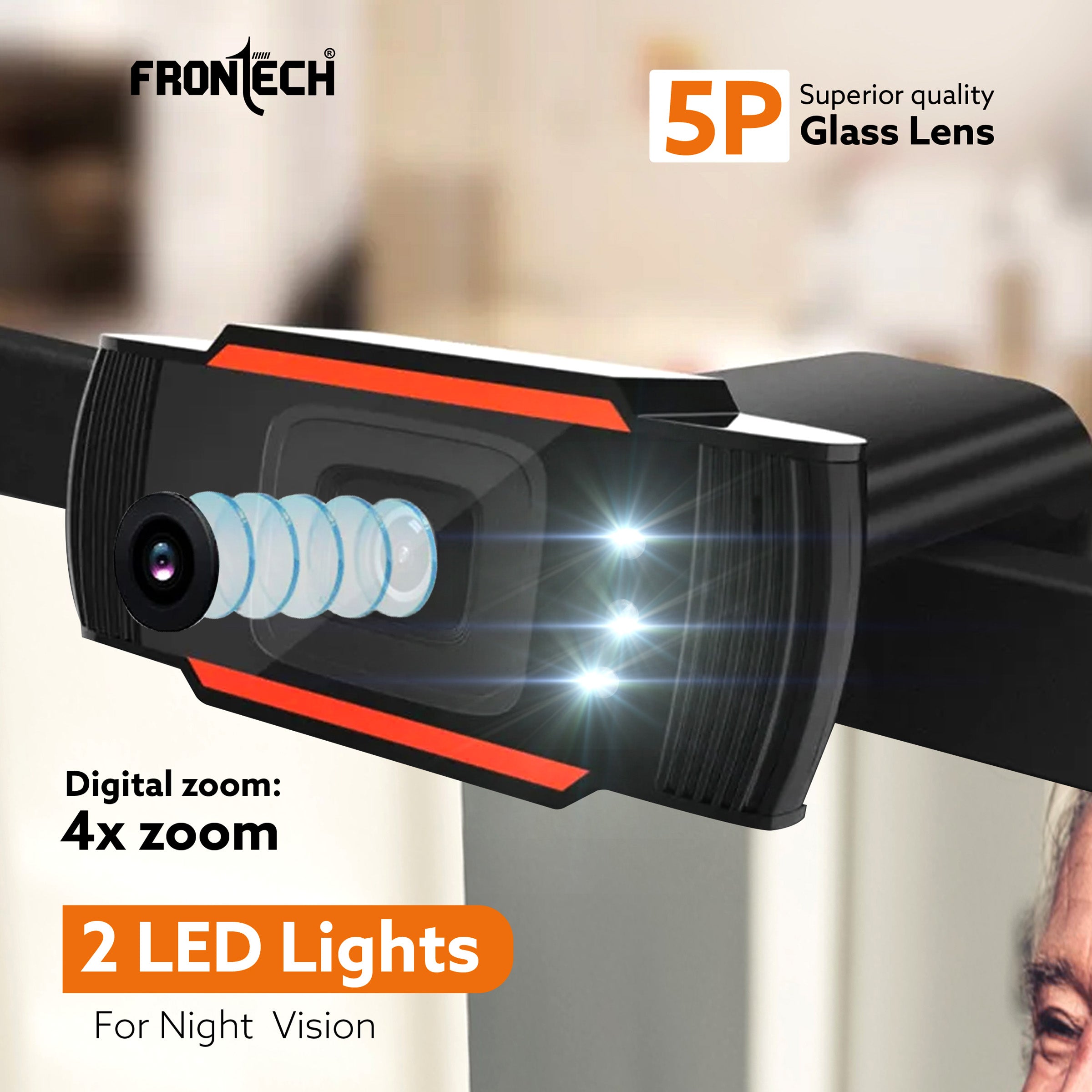 Frontech HD 720p, Driverless DSP Chip, 4X Digital Zoom - Crystal Clear Video Calls CMOS Sensor (2255) Frontech HD 720p, Driverless DSP Chip, 4X Digital Zoom - Crystal Clear Video Calls CMOS Sensor (2255)